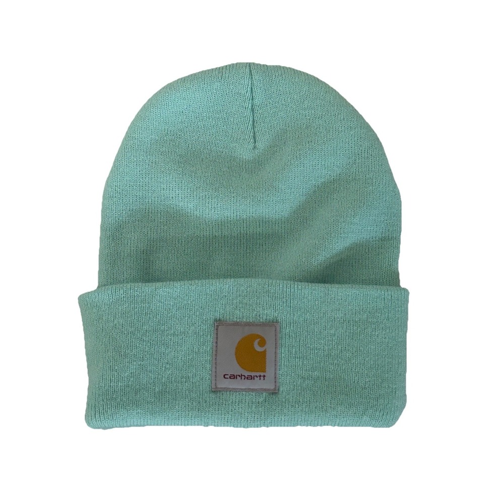 Carhartt Beanie Mint Green Logo OS Knit Foldover‎ Warm Outdoors
